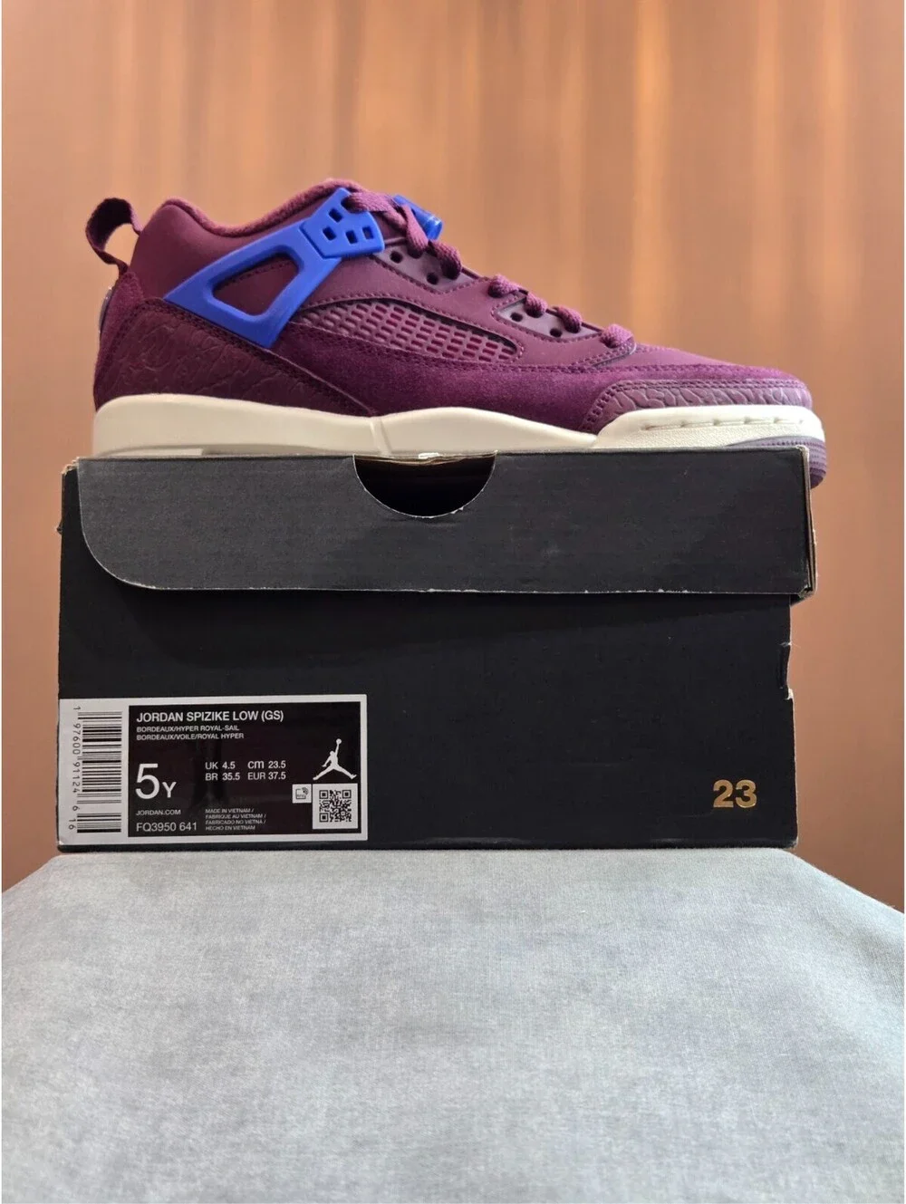 Jordan Spizike Low - Bordeaux / Hyper Royal (FQ3950-641) Size 5Y Women's 6.5 NEW
